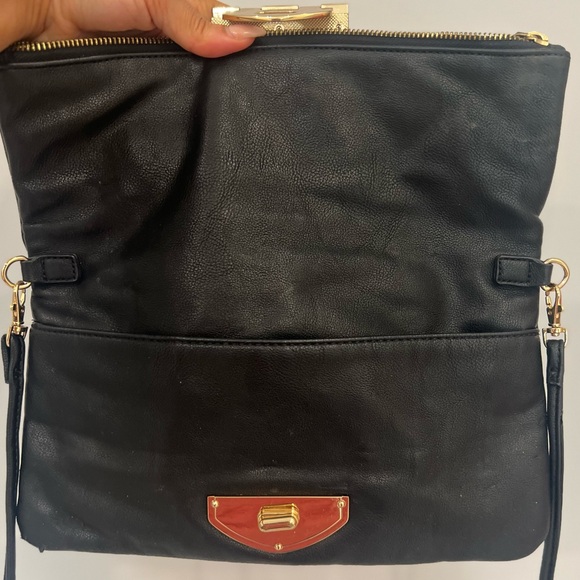 New Aldo Black Leopard Print Leather Bag Clutch Handbag Purse - Picture 5 of 6